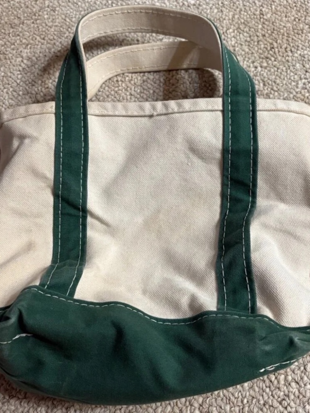 Vintage L.L.Bean Boat & Tote Small Canvas Bag Made in USA Forest Green Preppy - Picture 9 of 11